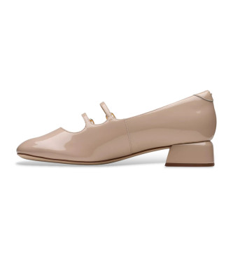 Clarks Daiss30 Shine ballerinaer i beige lder