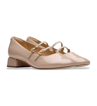 Clarks Daiss30 Shine ballerinaer i beige lder