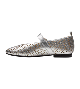 Clarks Fawna Jane slvfarvede ballerinaer i lder