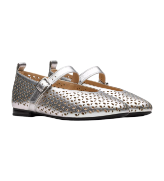 Clarks Fawna Jane slvfarvede ballerinaer i lder