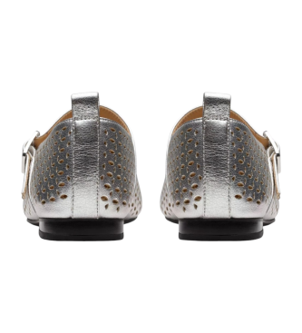 Clarks Fawna Jane slvfarvede ballerinaer i lder