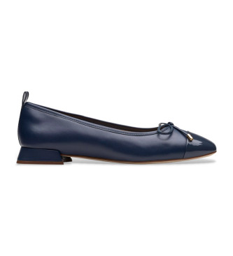 Clarks Ubree15 Poppy navy leather ballerina pumps