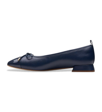 Clarks Ubree15 Poppy navy leather ballerina pumps