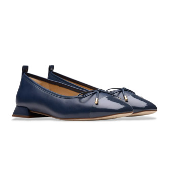 Clarks Ubree15 Poppy navy leather ballerina pumps