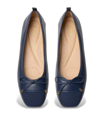 Clarks Ubree15 Poppy navy leather ballerina pumps