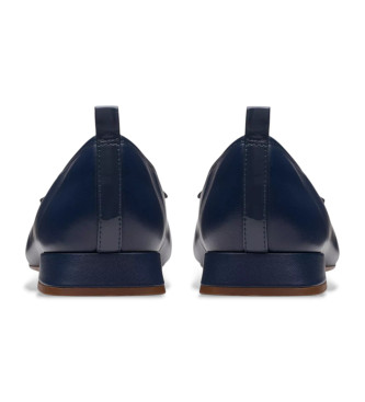 Clarks Ubree15 Poppy navy leather ballerina pumps