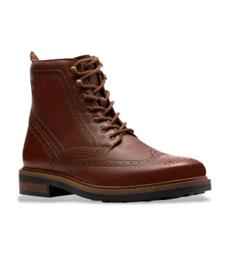 Clarks Bottes en cuir Newford  lacets, marron