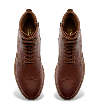 Clarks Bottes en cuir Newford  lacets, marron