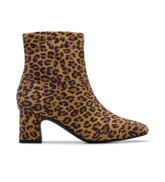Clarks Fernie Zip leren meerpalen met dierenprint