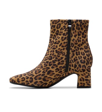 Clarks Fernie Zip leren meerpalen met dierenprint