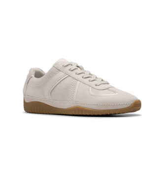 Clarks Meridor white leather trainers
