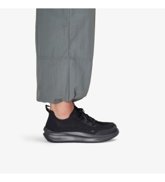 Clarks Solevana Stropdas Leren Sneakers zwart