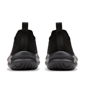 Clarks Solevana Stropdas Leren Sneakers zwart