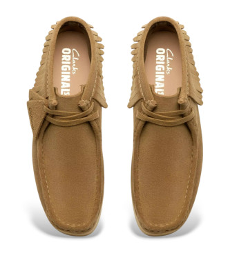 Clarks Wallabee Wedge Fringe Suede Ankle Boots Brown