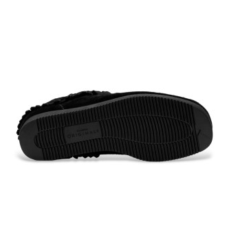 Clarks Wallabee Wedge Fringe Suede Ankle Boots Black