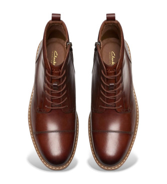 Clarks Aldwin Cap Leather Ankle Boots brown
