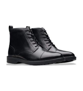 Clarks Aldwin Cap Leren Enkellaarsjes zwart