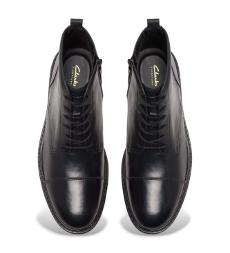 Clarks Aldwin Cap Leren Enkellaarsjes zwart