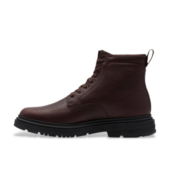 Clarks Badbury Hi Leather Ankle Boots marron