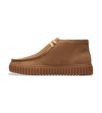 Clarks Brązowe skórzane buty Torhill Hi