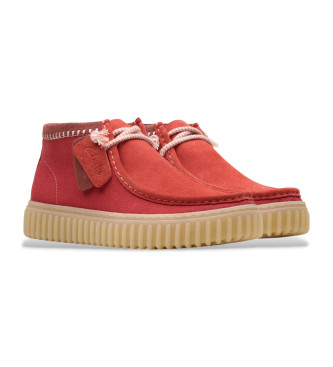 Clarks Torhill Hi usnjeni škornji rdeči