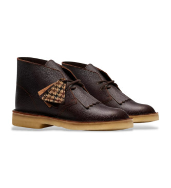 Clarks Brązowe skórzane buty do kostki Desert Boot