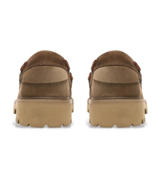 Clarks Scarpe Cleyhill Boat in pelle beige