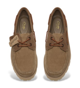 Clarks Scarpe Cleyhill Boat in pelle beige
