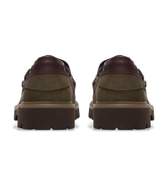 Clarks Usnjeni čevlji Cleyhill Boat rjava zelenkasto rjava