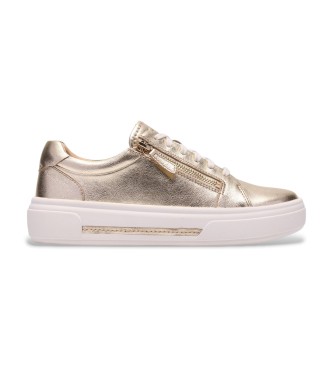 Clarks Hollyrose Zip Gold Leder Hausschuhe