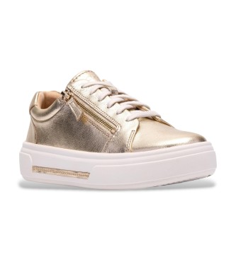 Clarks Hollyrose Zip Gold Leder Hausschuhe