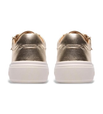 Clarks Hollyrose Zip Gold Leder Hausschuhe