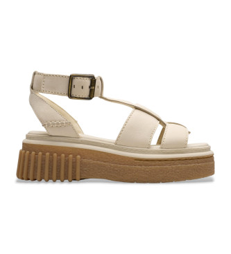 Clarks Evamar Sun Creme weie Ledersandalen