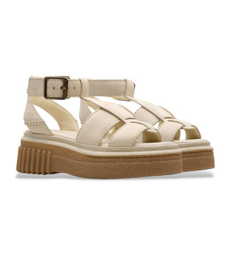 Clarks Evamar Sun Creme weie Ledersandalen