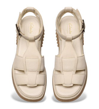 Clarks Evamar Sun Creme weie Ledersandalen