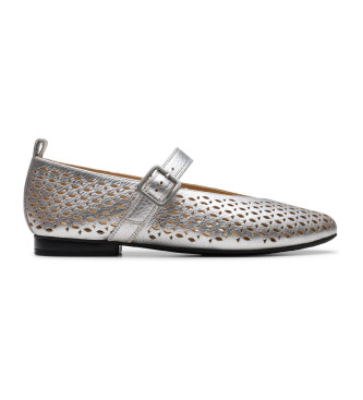 Clarks Fawna Jane slvfarvede ballerinaer i lder