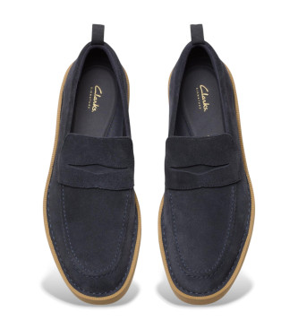 Clarks Skórzane mokasyny Martock Lo navy