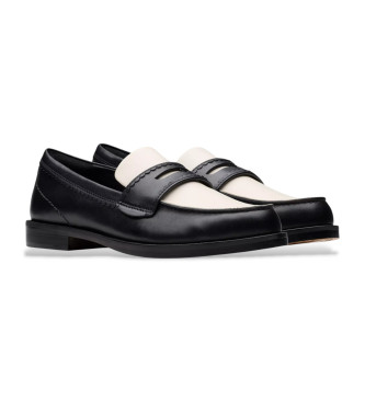 Clarks Usnjeni mokasini Straven Edge črne barve