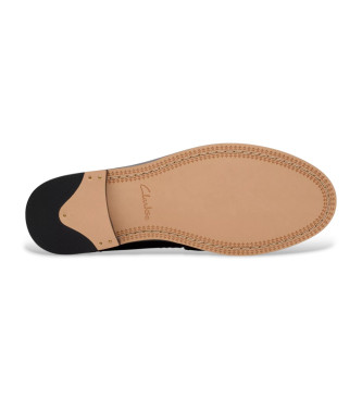 Clarks Usnjeni mokasini Straven Edge črne barve