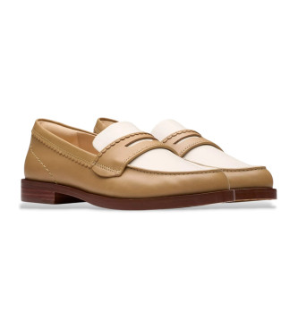 Clarks Usnjeni mokasini Straven Edge v sivkasti barvi