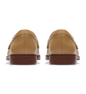 Clarks Usnjeni mokasini Straven Edge v sivkasti barvi