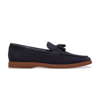 Clarks Mocassini in pelle con nappe Torford blu navy