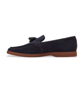 Clarks Mocassini in pelle con nappe Torford blu navy