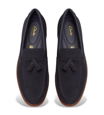 Clarks Mocassini in pelle con nappe Torford blu navy