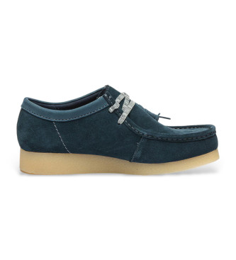 Clarks Wallabeeevo navy leather moccasins