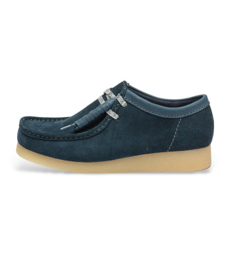 Clarks Wallabeeevo navy leather moccasins