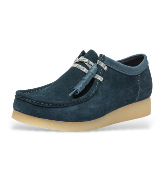 Clarks Wallabeeevo navy leather moccasins