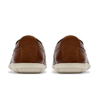 Clarks Skórzane mokasyny Flexway Step brązowe