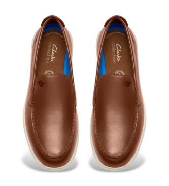 Clarks Skórzane mokasyny Flexway Step brązowe