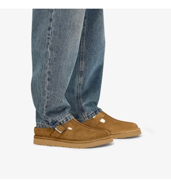 Clarks Jasnobrązowe skórzane chodaki Solsbury